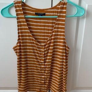 burnt orange and white stripped ribbed tank top